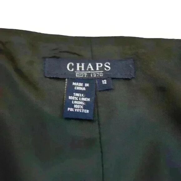 VINTAGE Chaps Navy Blue Linen Trumpet Skirt Knee Length Fully Lined Size 12 - Picture 4 of 6